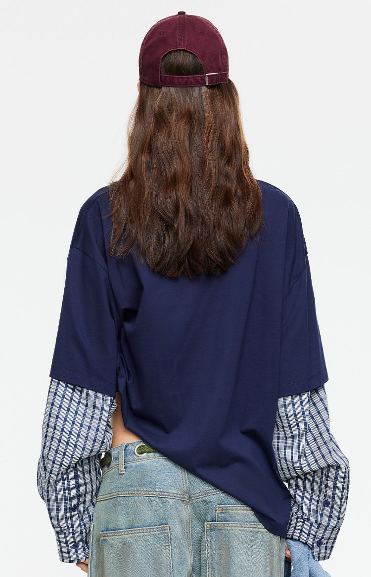 Lioness Bottega Navy Layered Contrast Sleeve Shirt view 3